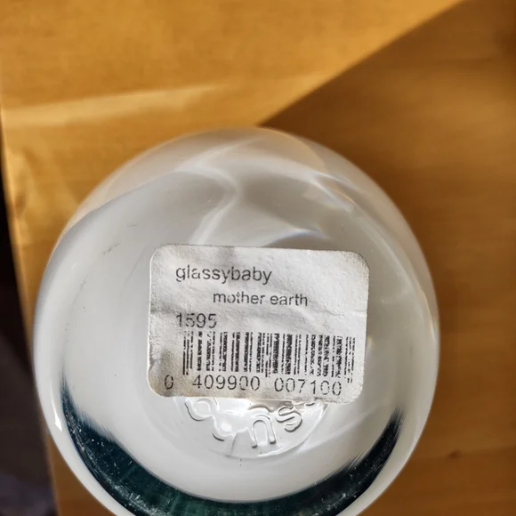 Elegant Teal and White Glass Vase - Picture 2 of 2